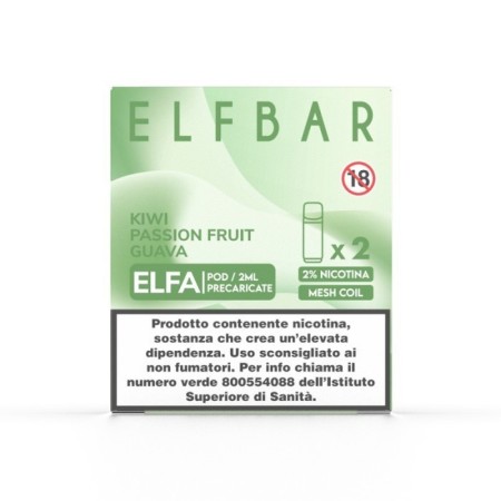 ELFBAR ELFA Pod Kiwi Passion fruit Guava 2ml 20mg/ml - 2 PEZZI