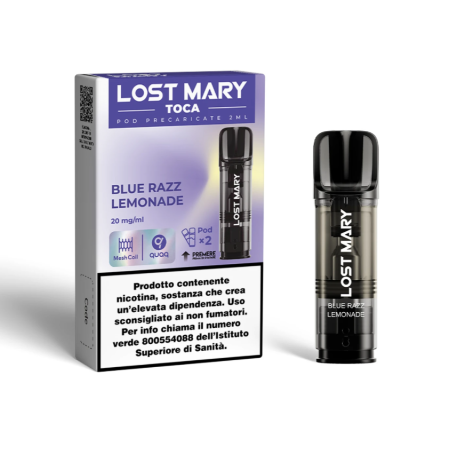 ELFBAR LOST MARY TOCA AIR Pod Blue Razz Lemonade 2ml 20mg/ml - 2 PEZZI